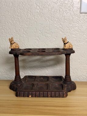 Vintage MCM Syroco Wood Pipe Cigar Holder Scottish Terrier Westie Dogs EUC